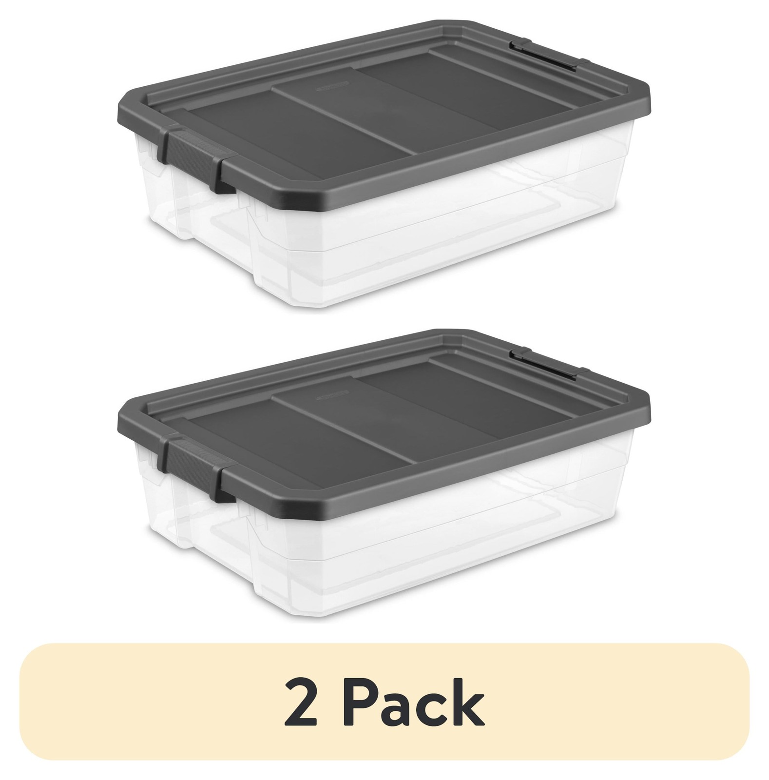 (2 pack 40 Quart Medium Stackable Storage Bin Clear Plastic Underbed Storage