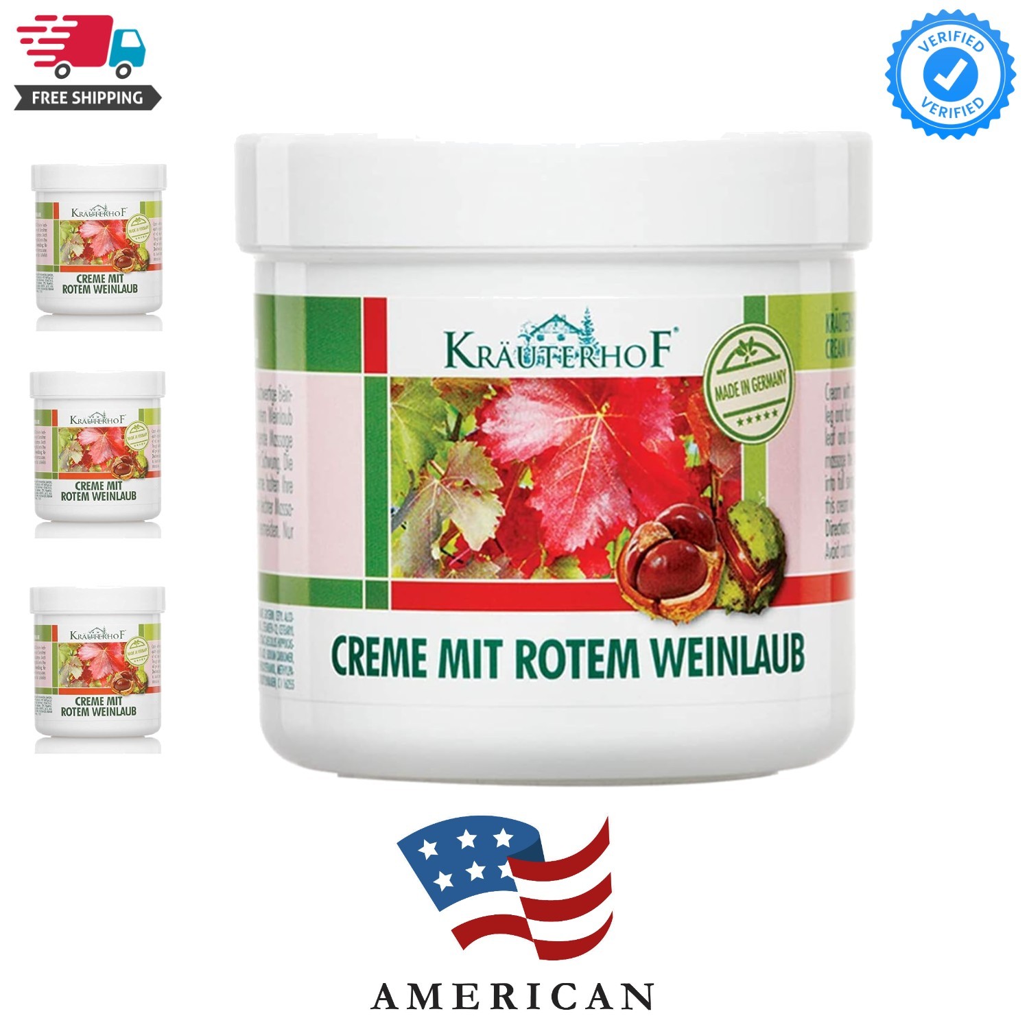 Horse Chestnut & Red Vine Cream for Varicose Veins, Aching Legs - 250ml, All ...