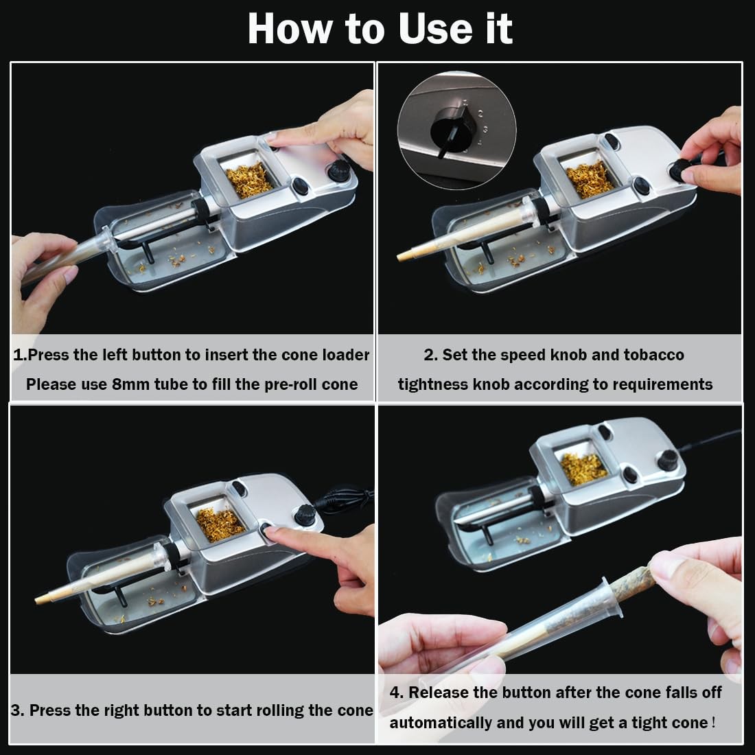 Laicengo Electric Cigarette Rolling Machine, Pre Roll Machine, Cones Rolling ...