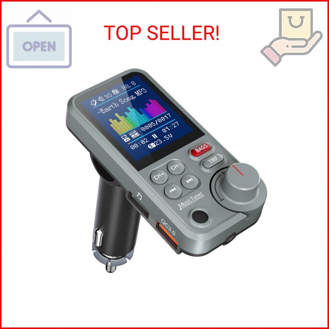 Nulaxy FM Bluetooth Transmitter for car, Strong Microphone Bluetooth Car Adapter