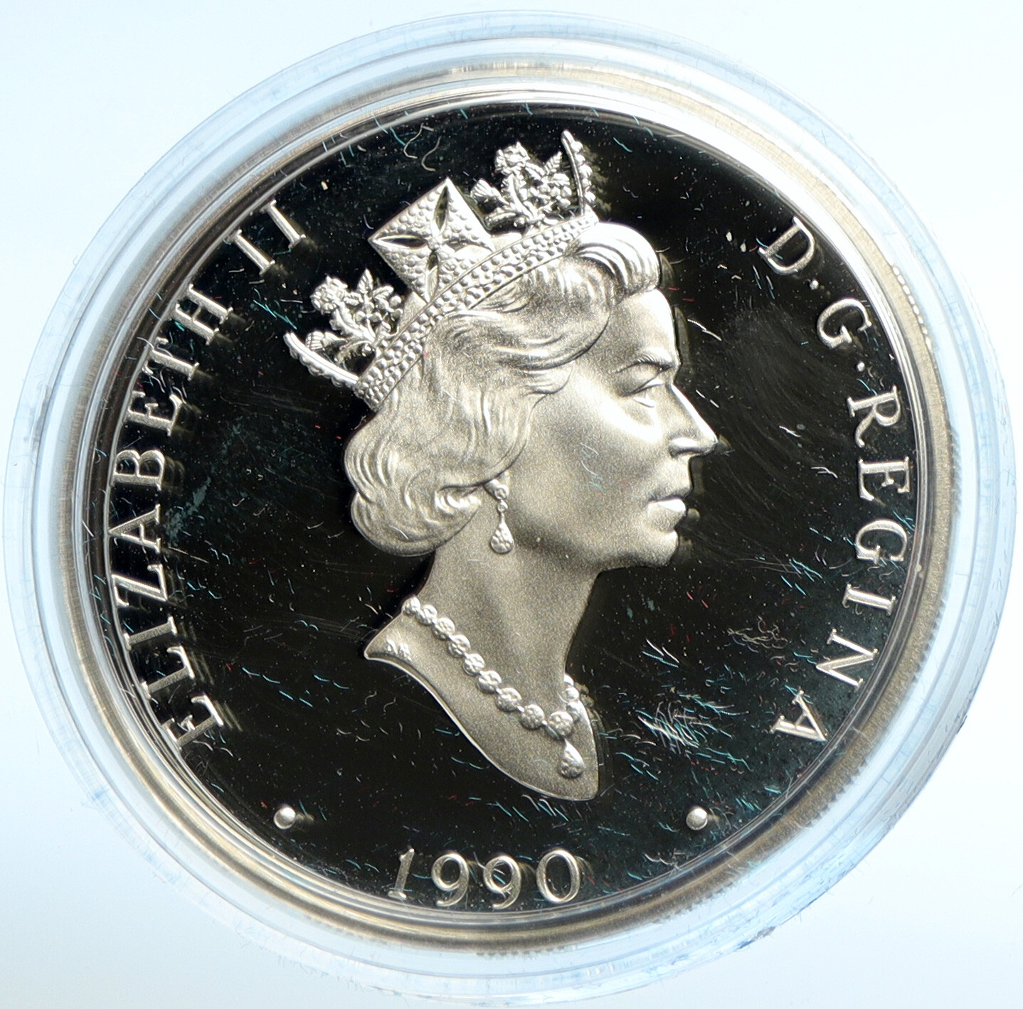 1990 CANADA Queen Elizabeth II LANCASTER FAUQUIER PLANE Silver $20 Coin i103001