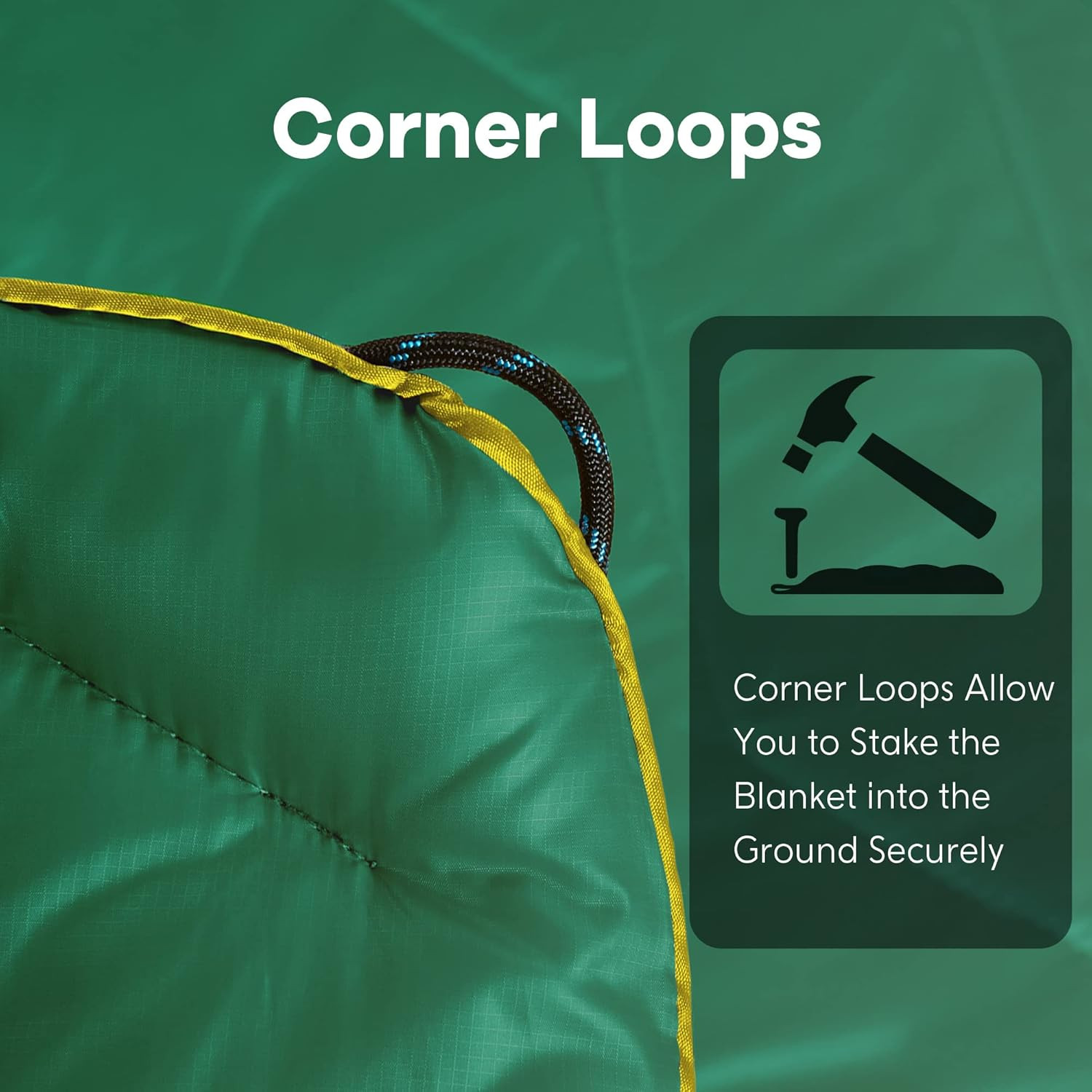Waterproof Puffy Camping Blanket - Lightweight Packable Outdoor Quilt with Corne