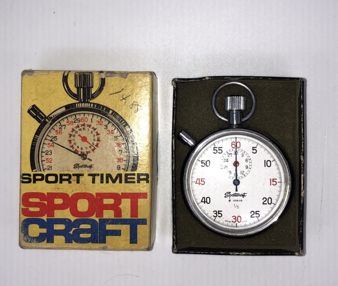 Vintage Sportcraft Sport Timer - Switzerland 7-Jewel 1950's - 1970's With Box