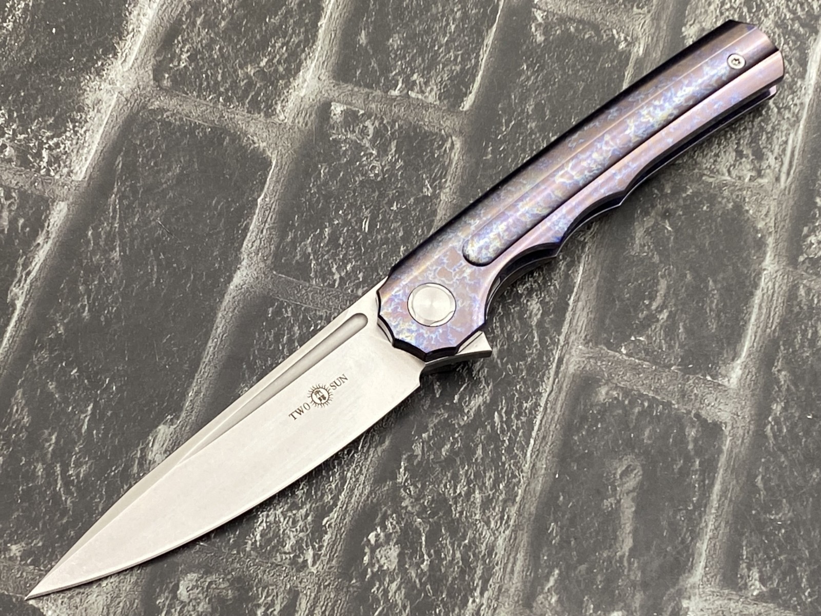 TwoSun TS89-M390-Color-SW Folding Knife M390 Blade Titanium Handle Pocket Knife