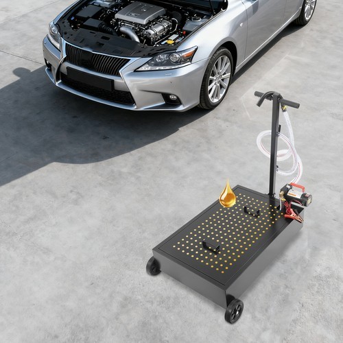 64.35L/17 Gallon Oil Drain Pan Cart With Pump Oil Drain Pan Oil Drain  155W