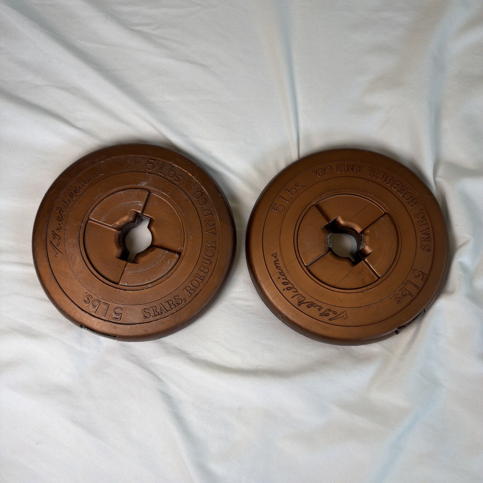 Vintage Ted Williams Sears 5 Lb Weight Plates Total Set Of 2 1970s