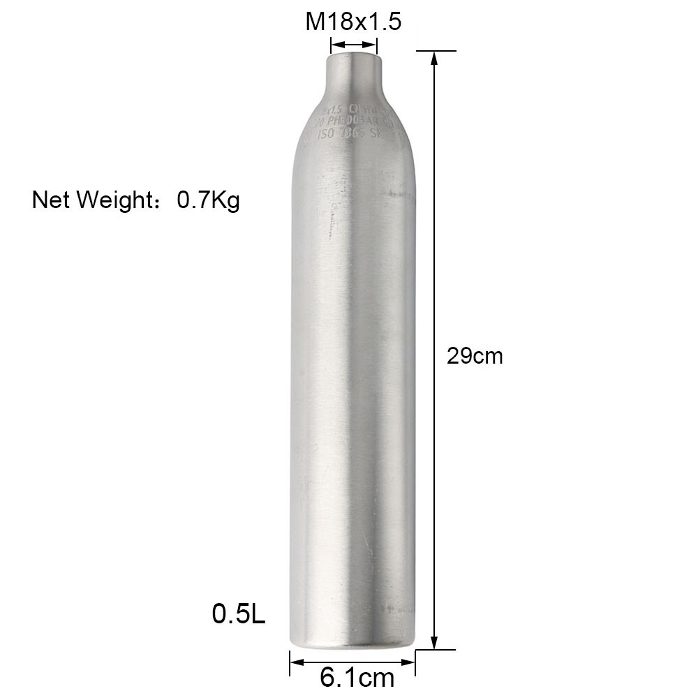3000Psi Aluminum 0.5L Silver Tank Air Bottle HPA M18x1.5 For Paintball PCP 20mpa