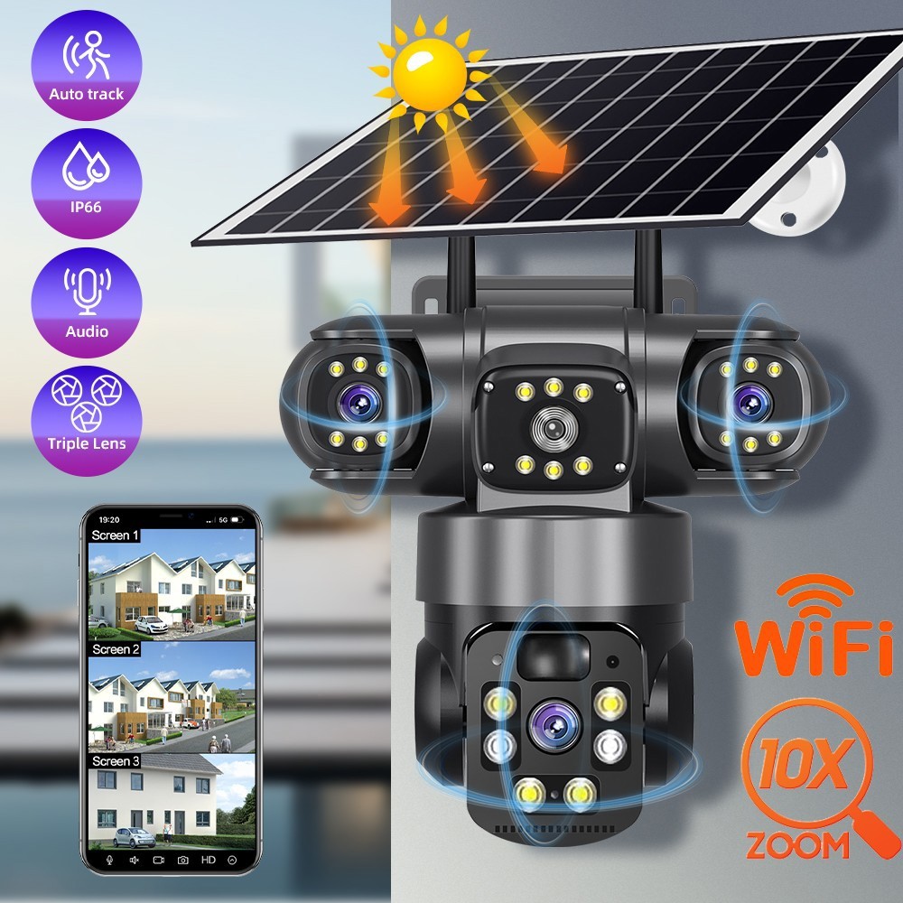 Solar Battery Powered Wireless WiFi Home Security Camera System Outdoor Pan/Tilt