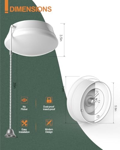 Flush Mount Ceiling Light with Pull Chain Surface Mount LED 7 Inch | 4 Pack