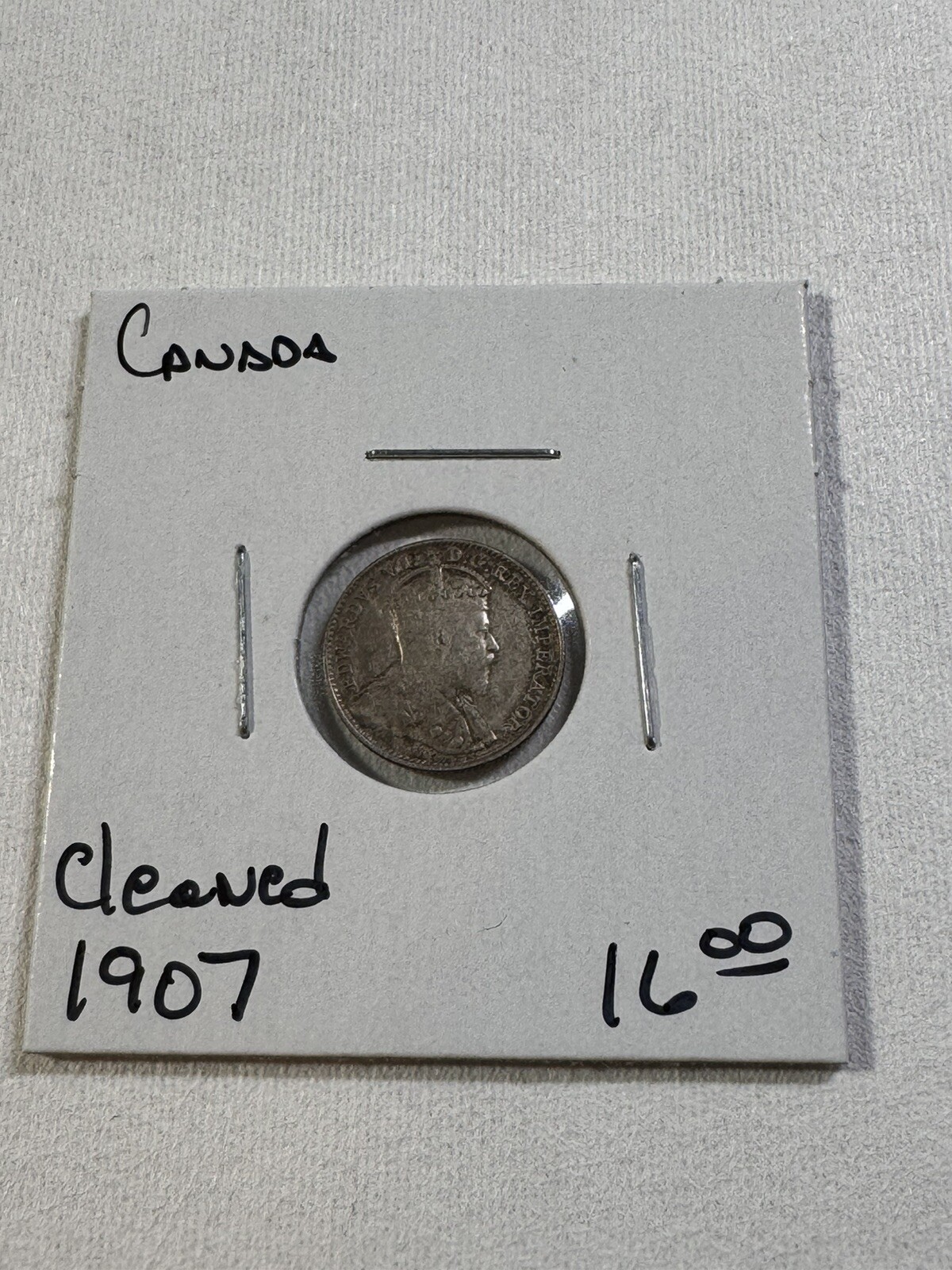 1907 Canada 5 Cents Small Silver Coin Cleaned