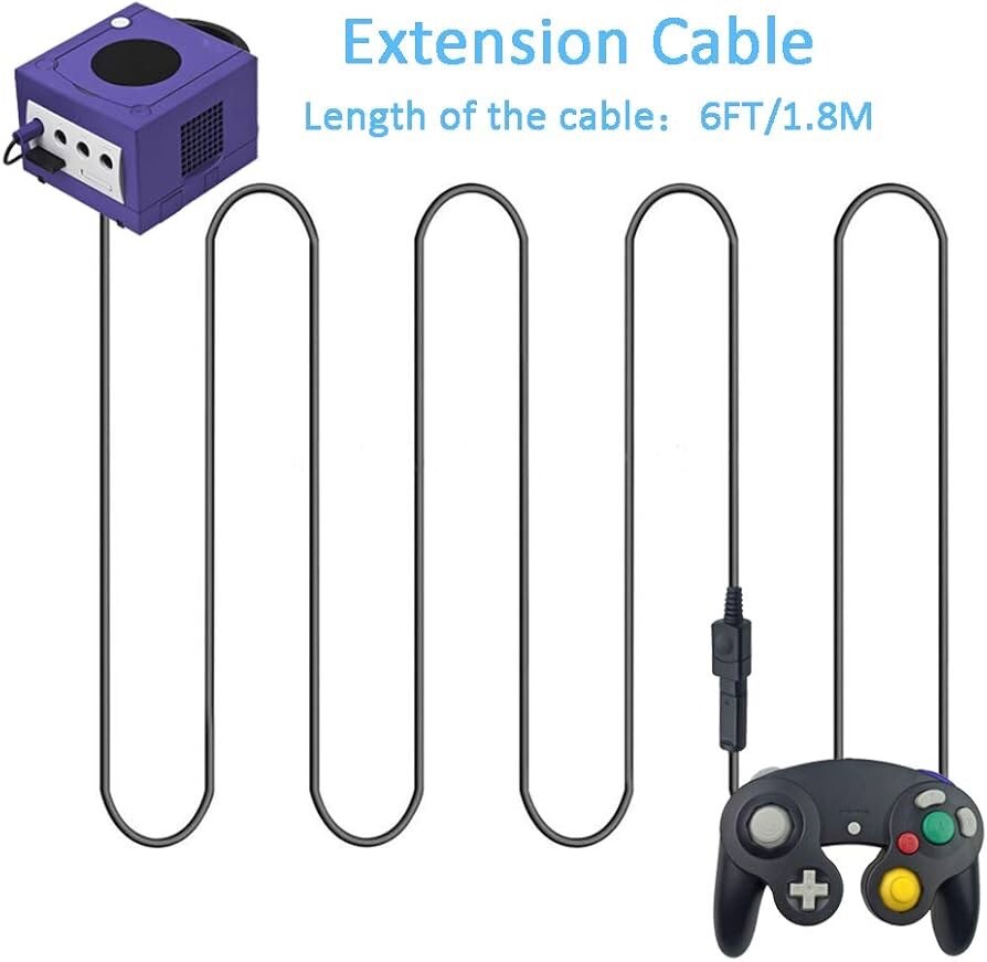 4X 6ft Wii/Gamecube Extension Cables for Nintendo Wii Gamecube GCN (4 Pack)