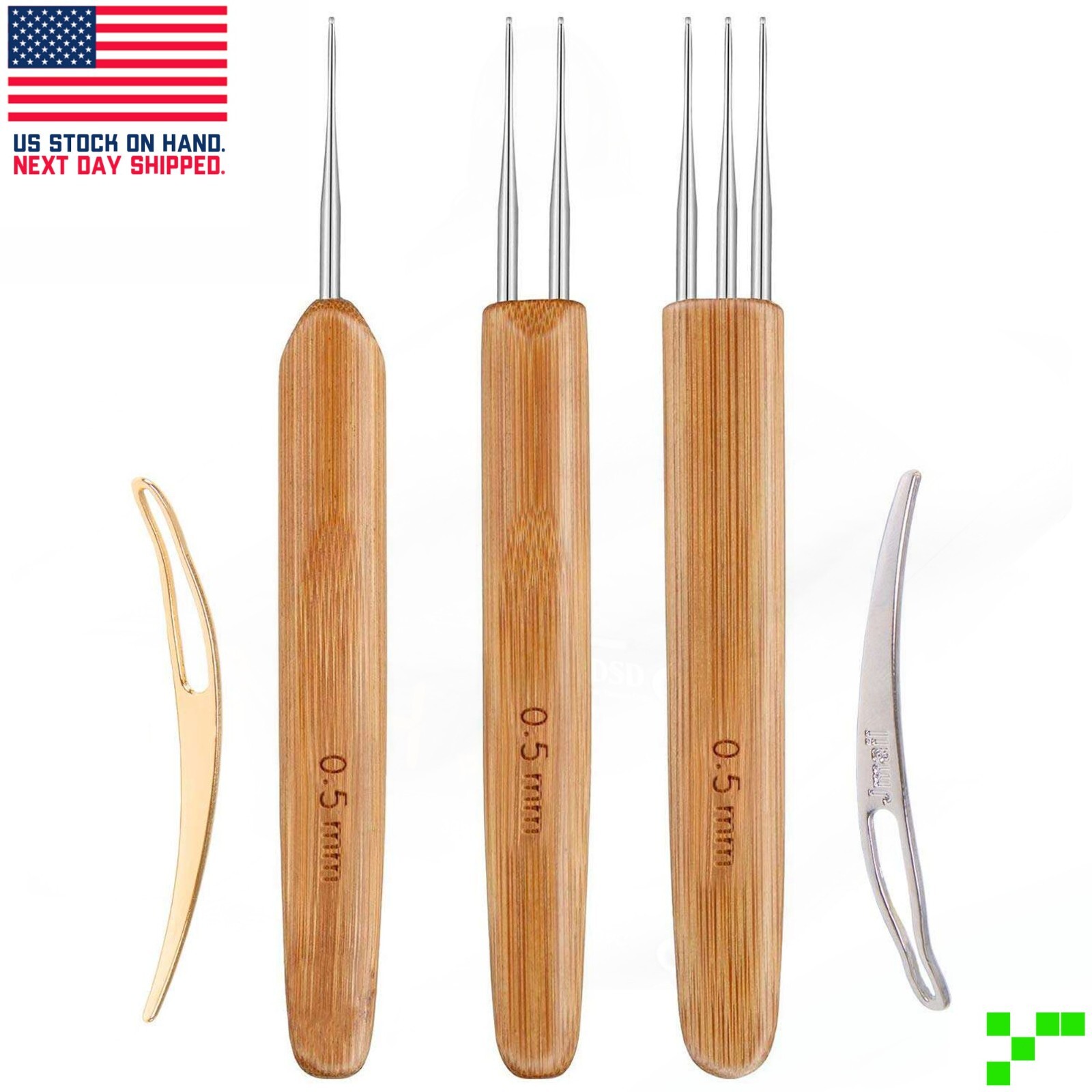 Bamboo Handle Dreadlock Hook Crochet Needle Tool Braiding Hair Locking Tool