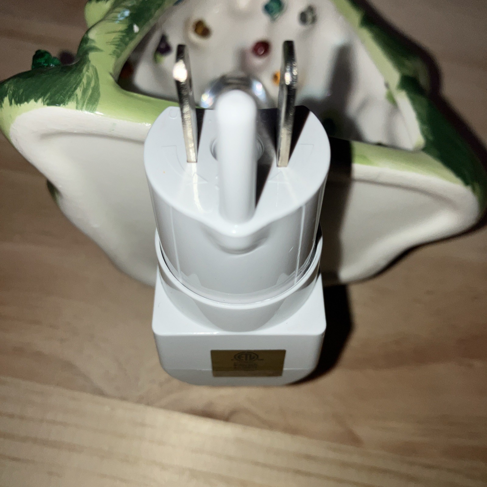 Ceramic Light Up Christmas Tree Night Light Green With Multicolored Bulbs