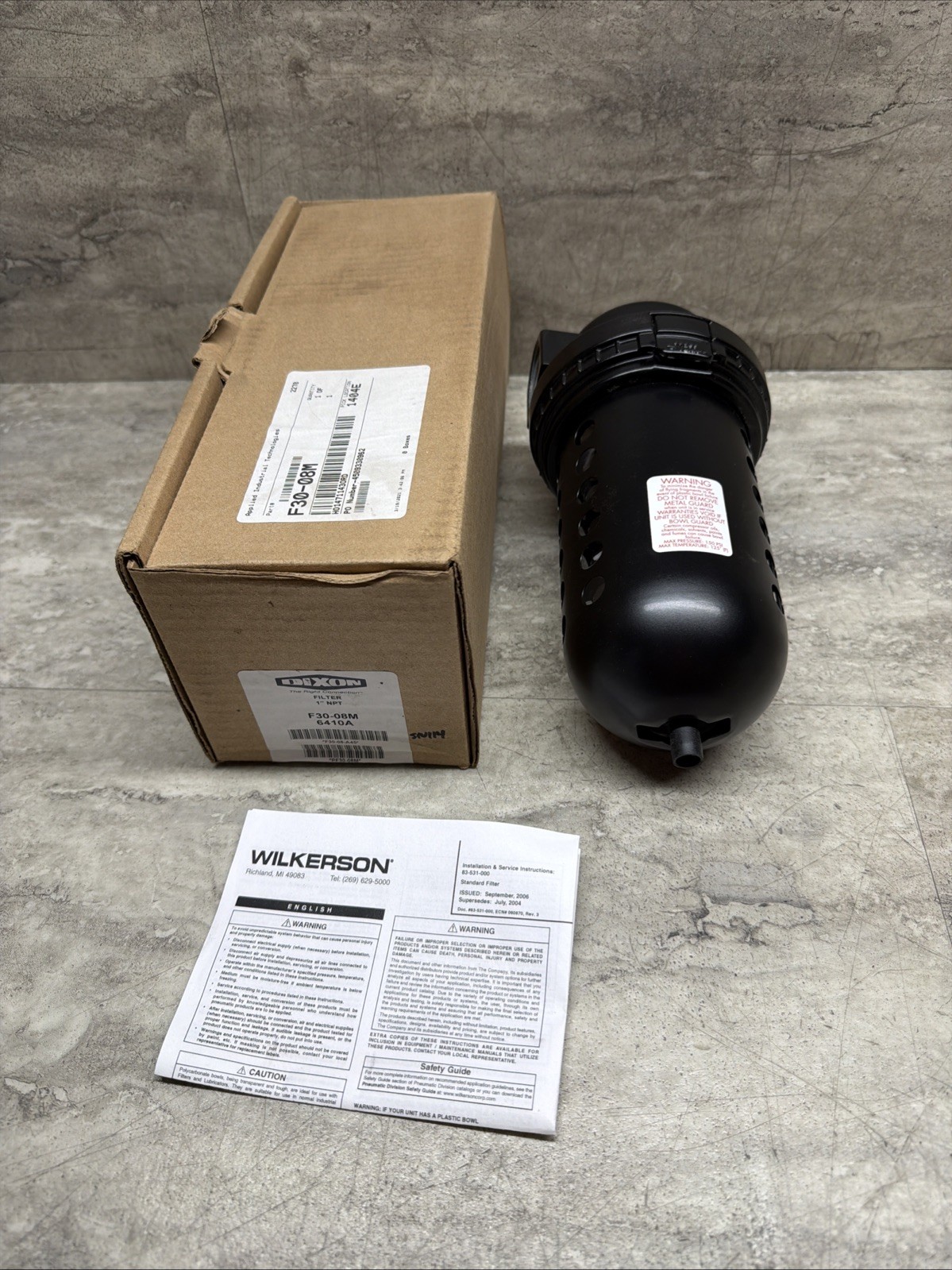 Dixon F30-08M Main Air Line Filter Separator, 1” NPT Ports, 5 Micron, New