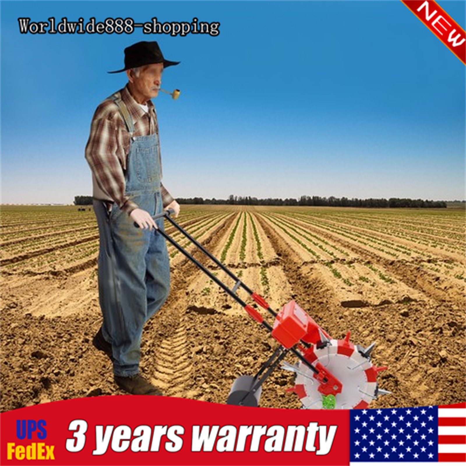 6-Nozzles Walk-Behind Row Crop Planter Hand-Push Seeder Manual Seeding Machine