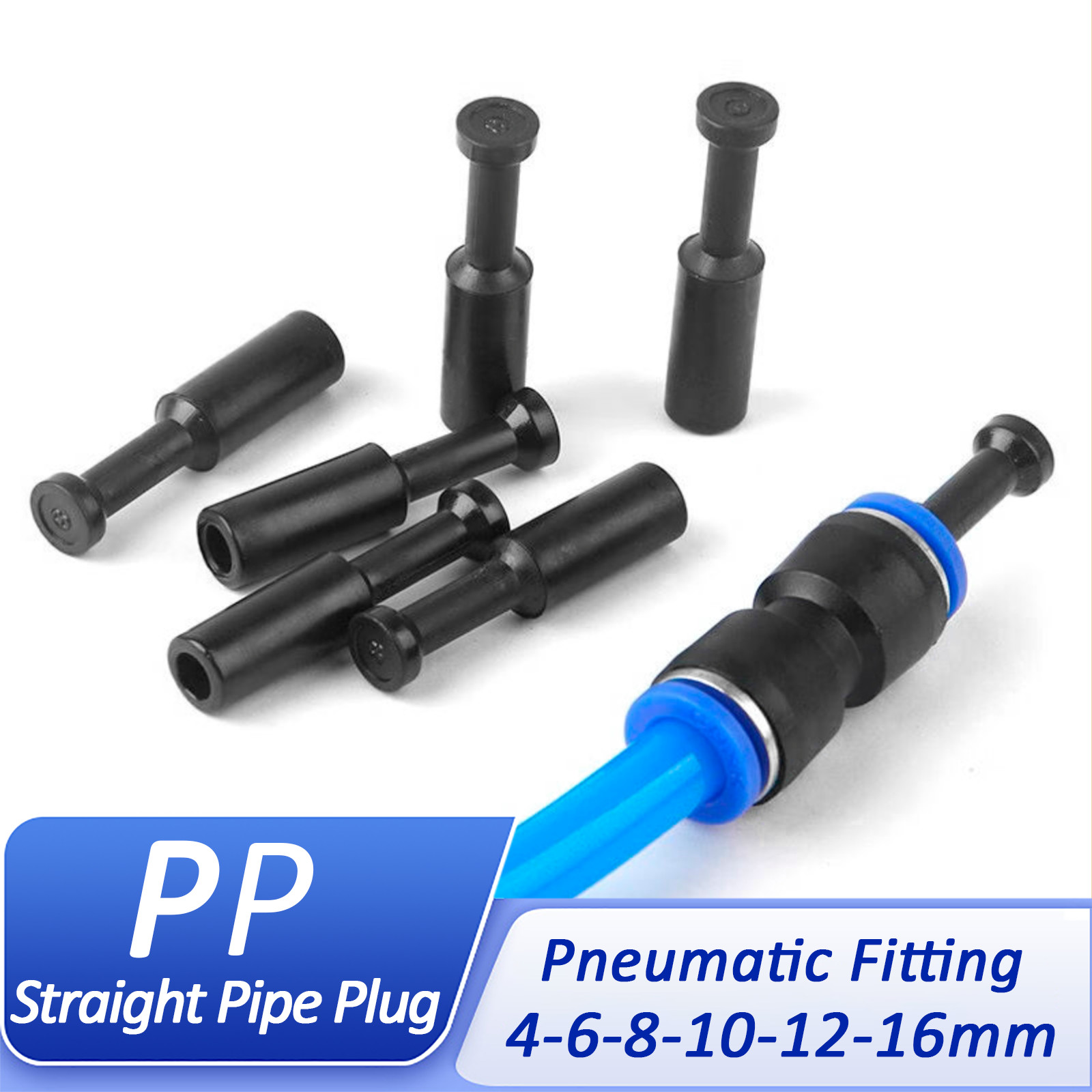 Pneumatic Blanking Plug Hose Tube Push Fit Connector Plastic 4-6-8-10-12-16 mm