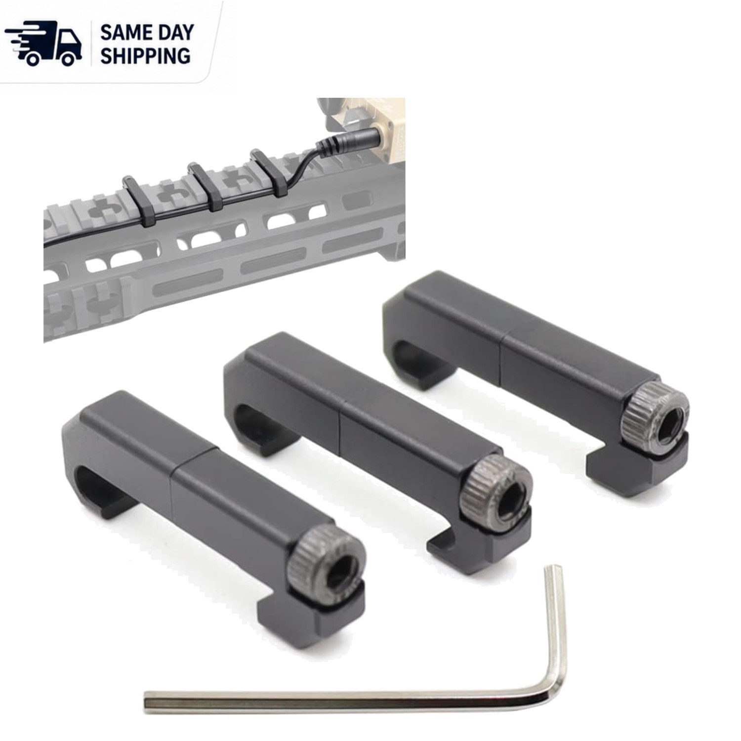 Aluminum Tactical Cable Clips Set for Flashlights - Picatinny Mounting Included