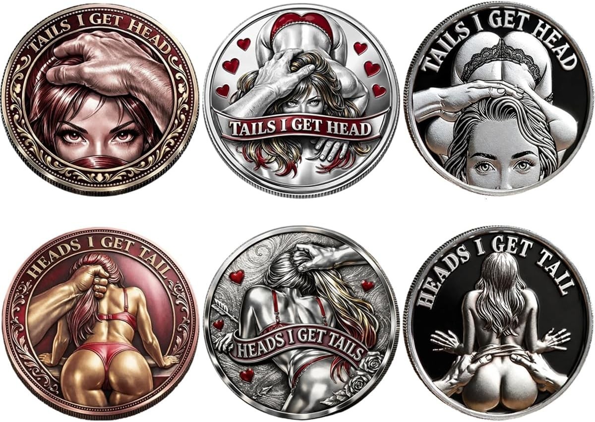 3PCS Heads I Get Tail Coin, Tails I Get Head Coin, Funny "Heads or Tails" Nove