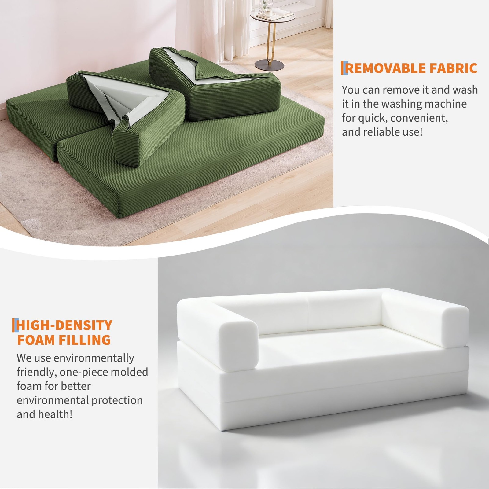 5-in-1 Folding 78.8" Convertible Sleeper Sofa Bed w/ Fixed-Shape Frame, Pillow