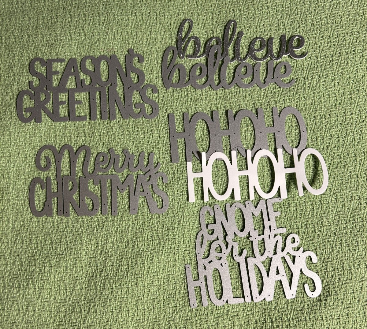 5 Christmas 5-1/2" Dies: Gnome,Season,Merry,HOHOHO,Believe
