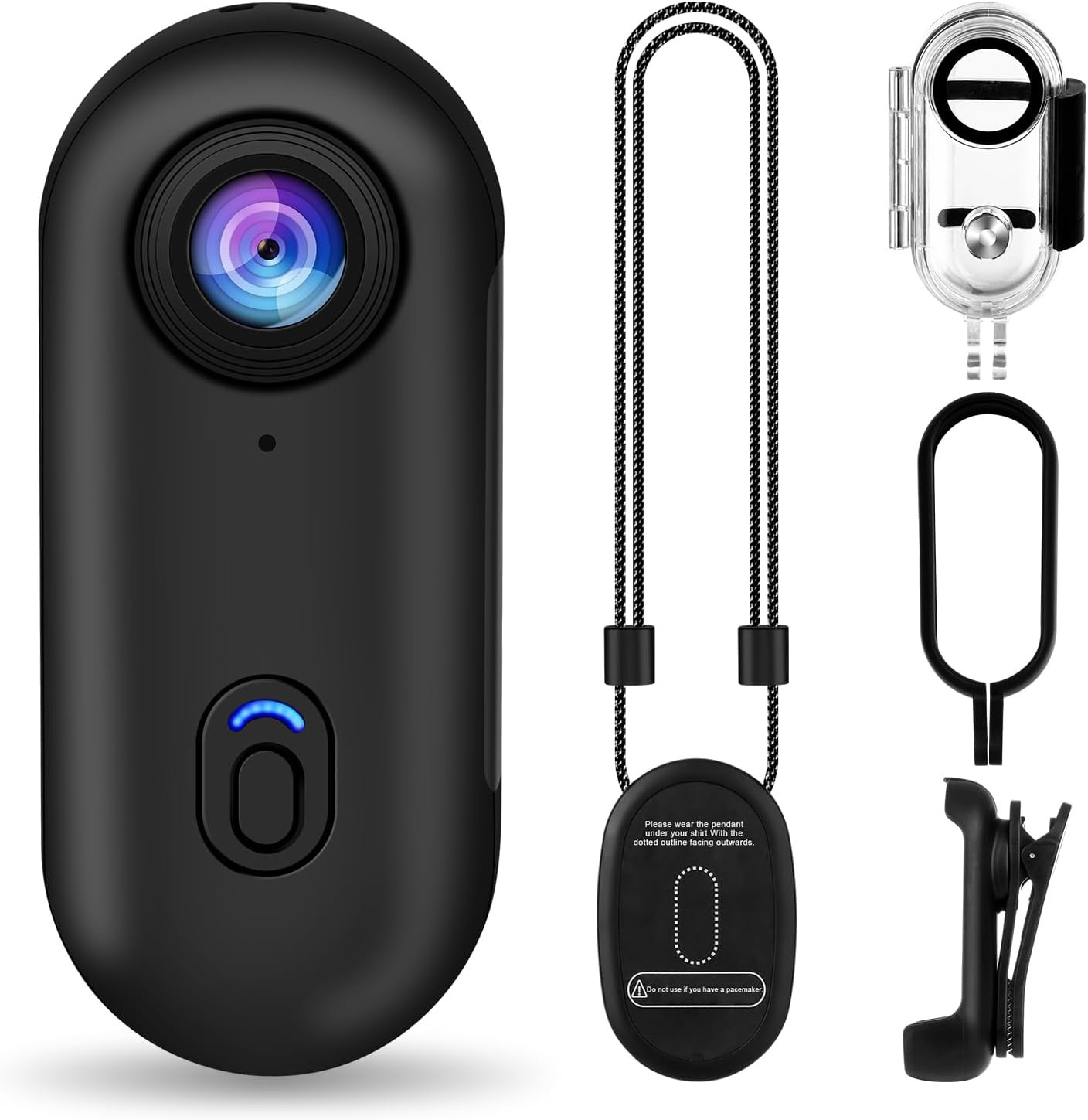 4K Thumb Action Camera Black Small Body Portable Vlogging Helmet Cam