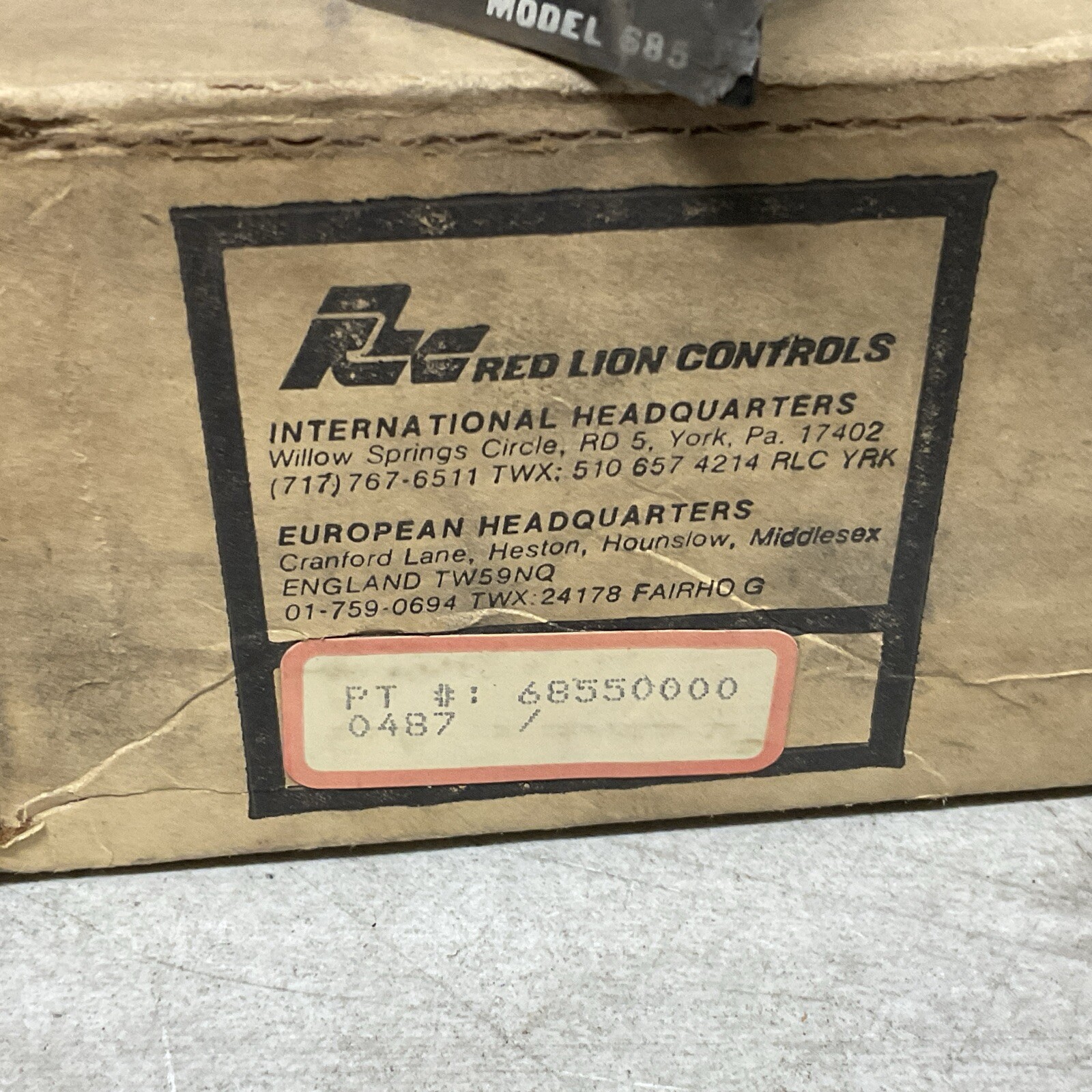 NEW Red Lion Controls 68550000 Start Count Module, Model 685