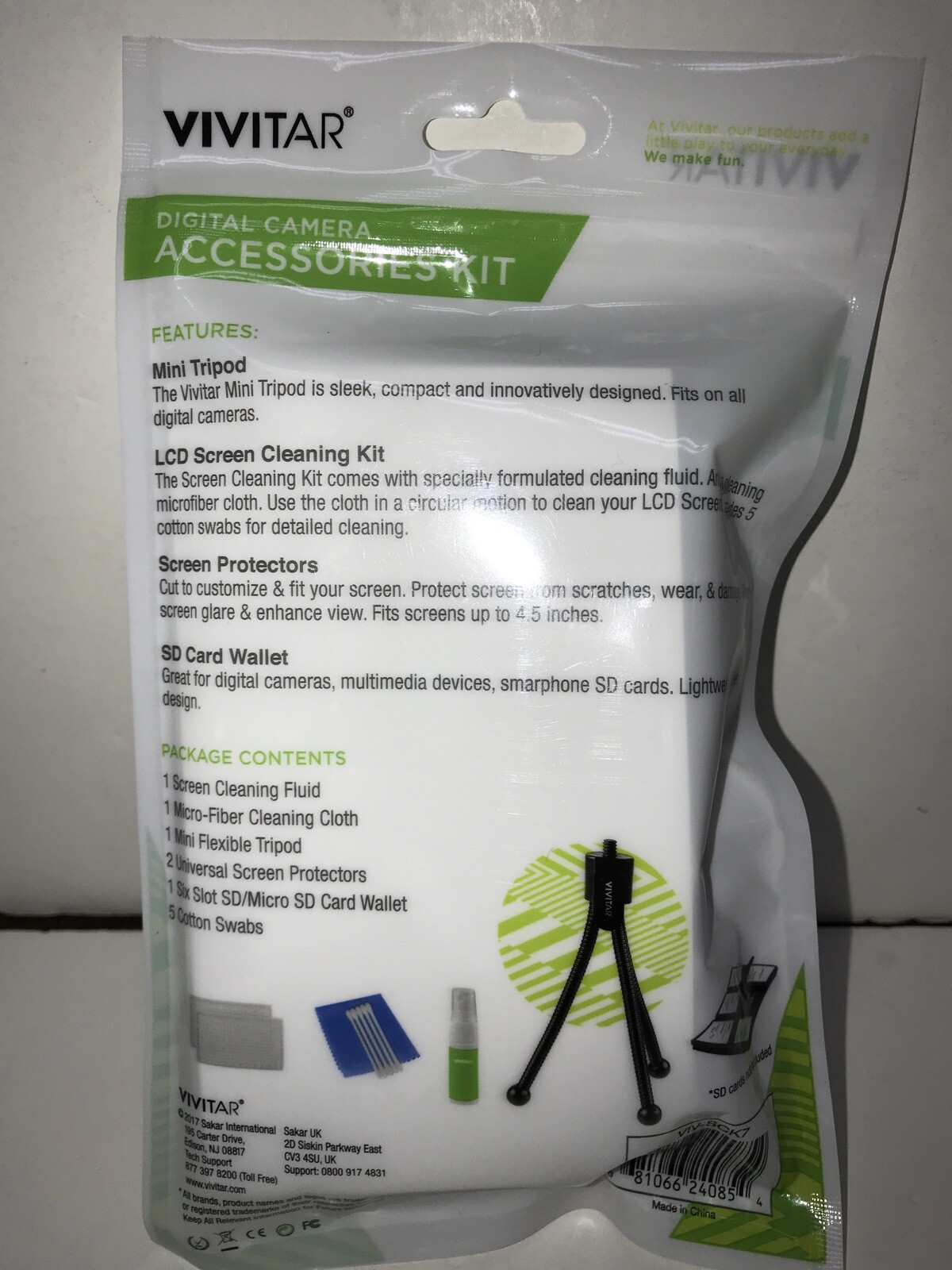 Vivitar Digital Camera Accessories Kit -Cleaning Fluid, Microfiber Cloth, Tripod