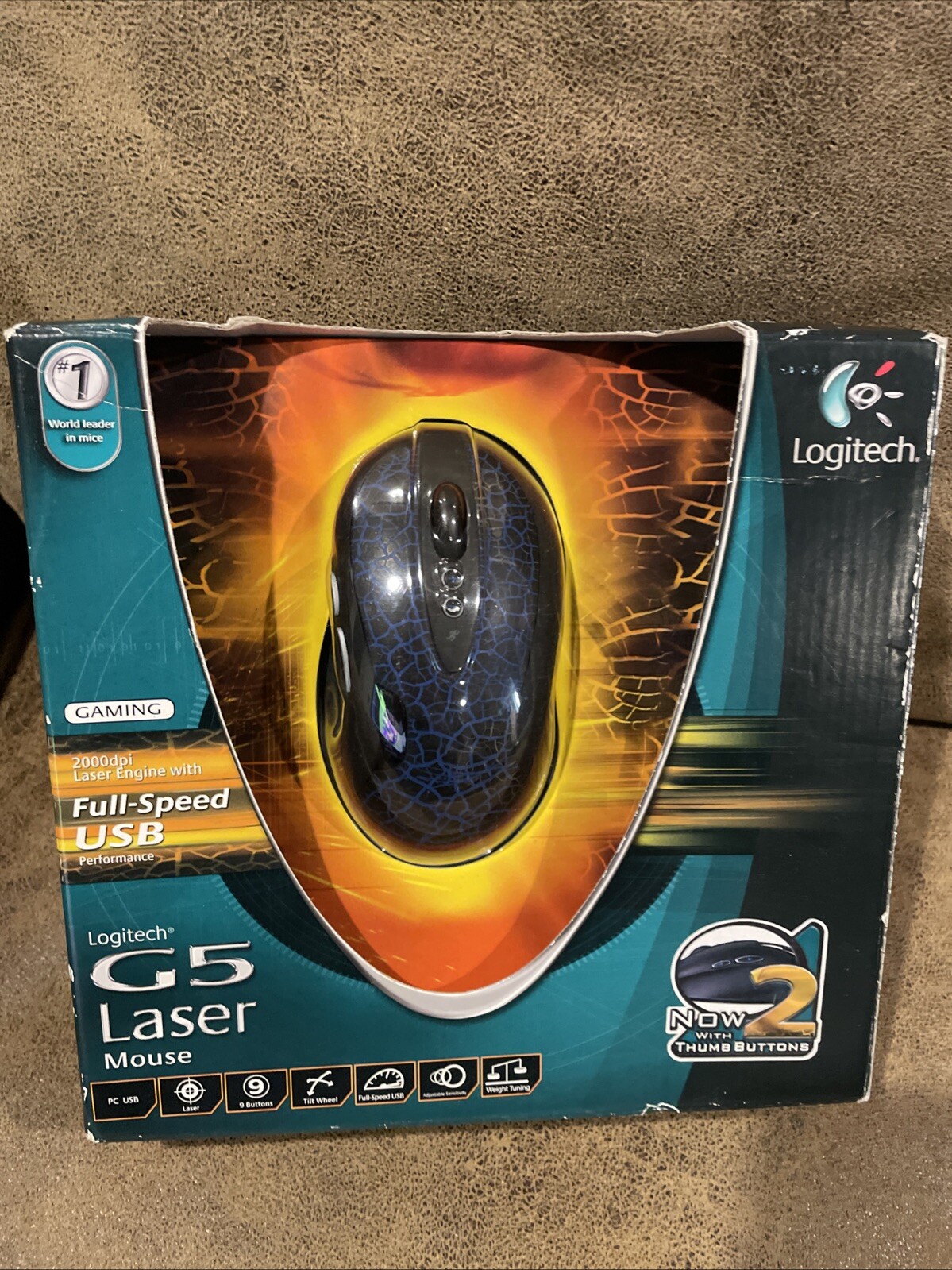 Logitech G5 USB Laser Gaming Mouse - Black/Blue - VGC (910-000093) Some Flaws