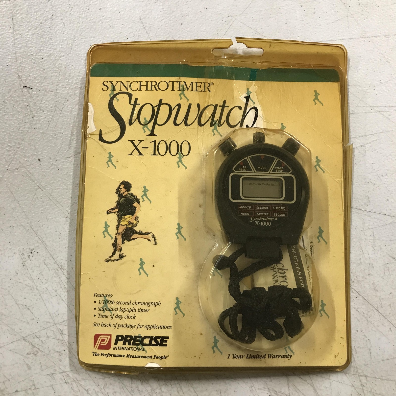 Vintage Stopwatch Precise International Synchrotimer X-1000 Black Neck Lanyard
