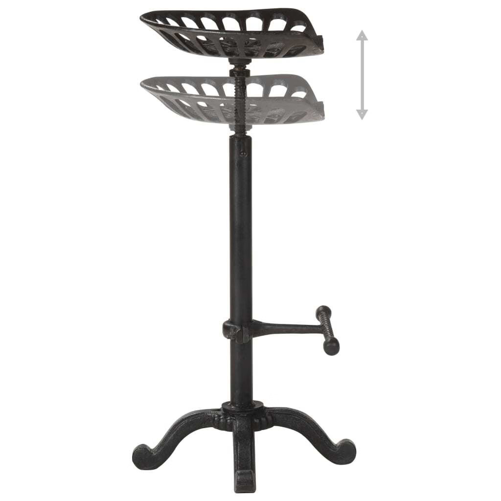 Bar Stool Black Cast Iron Counter Height Adjustable Retro