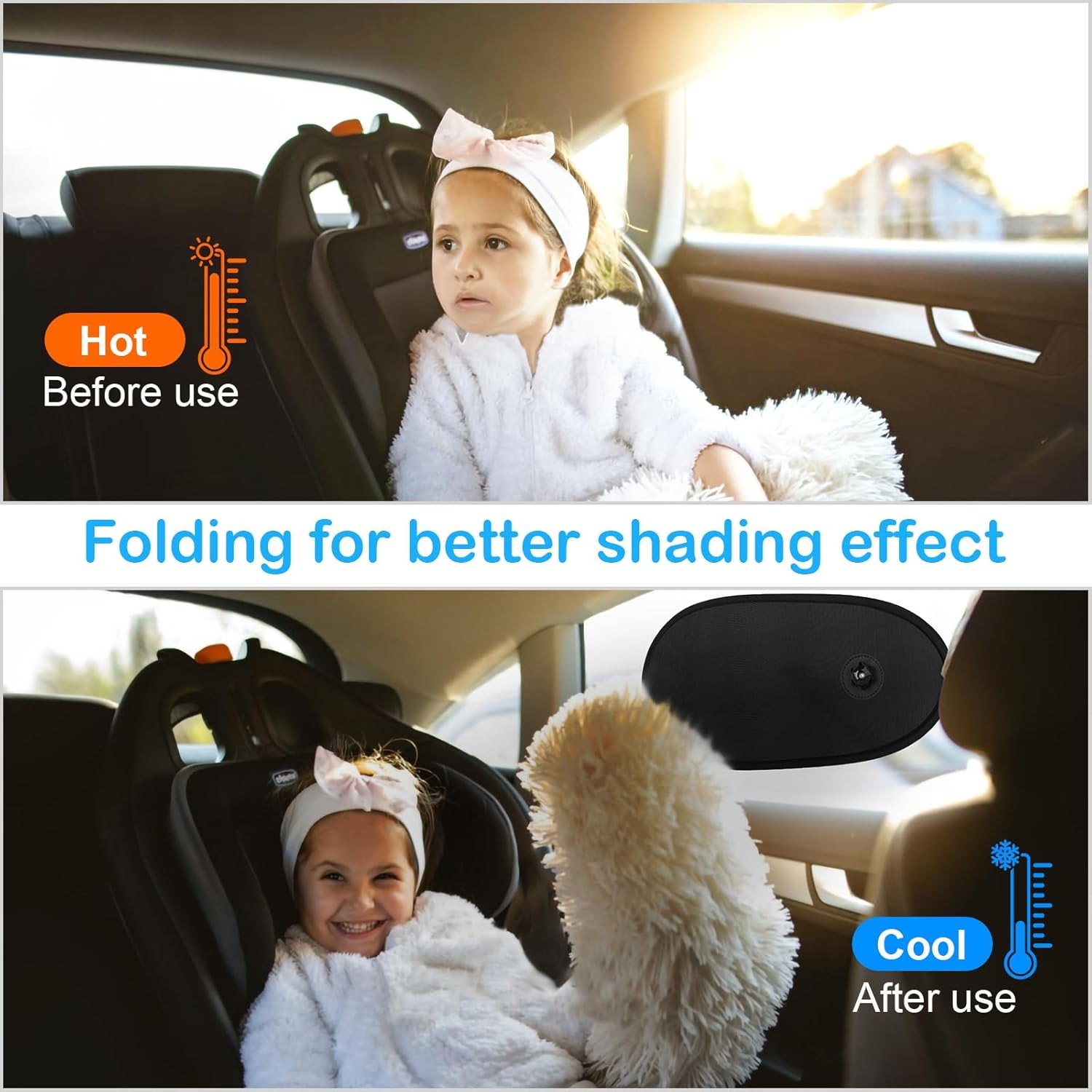 4pcs Adjustable & Rotatable Car Side Window Sun Shade Block Sun Glare for Driver