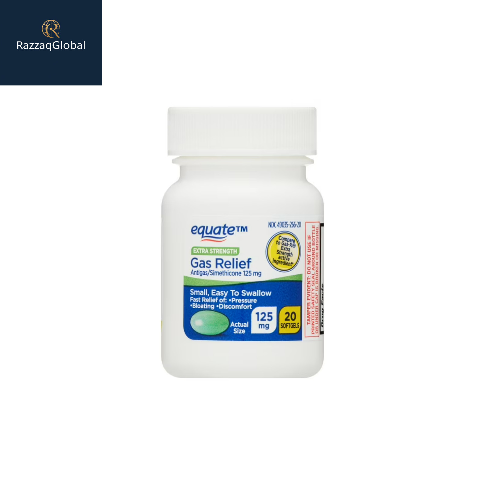 Equate Extra Strength Gas Relief 125 mg Softgels, 20 Ct
