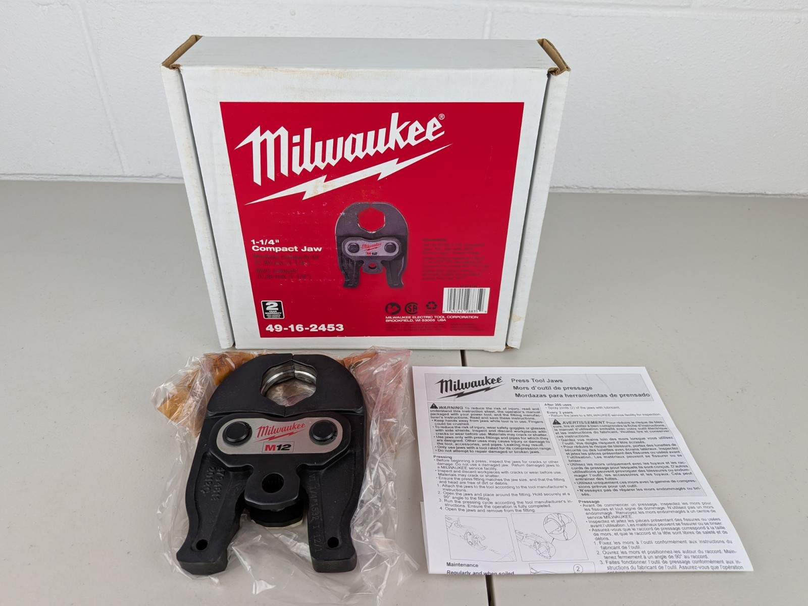 Milwaukee Tool 49-16-2453 1 1/4" Cts-V Press Jaw For M12 Forcelogic Press Tool