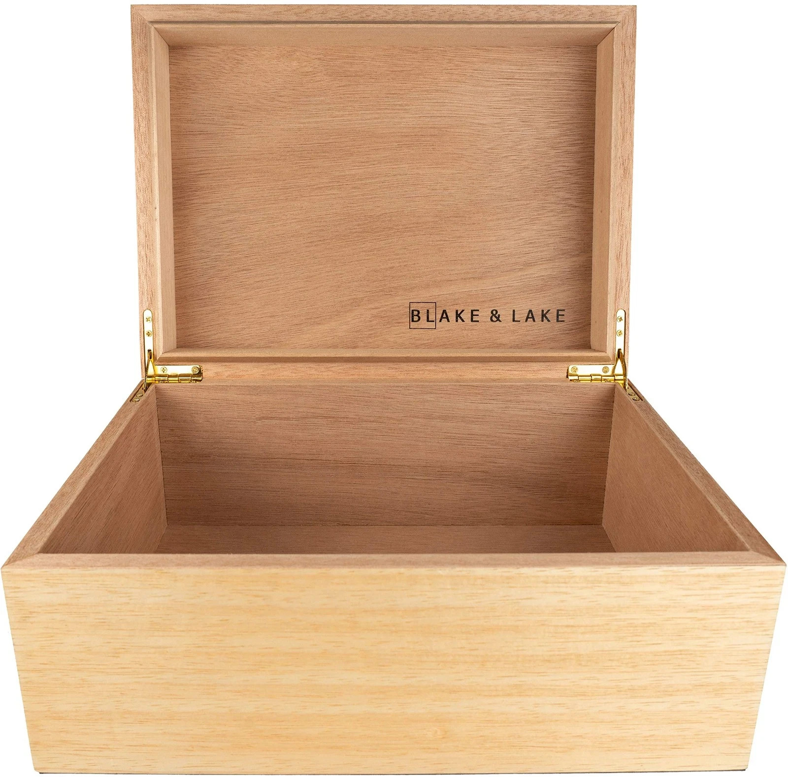 Blake & Lake Wooden Keepsake Box with Lid - Blonde Catchall Wood Storage Box -