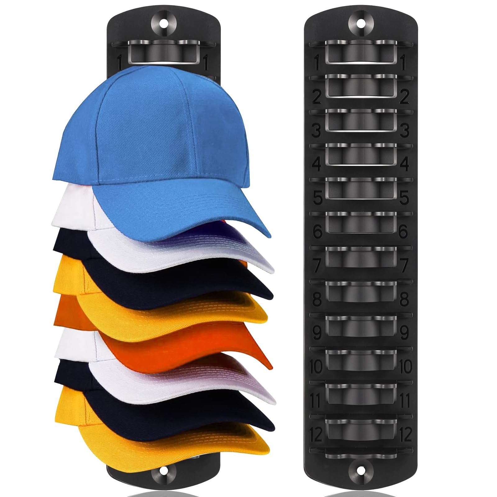 Hat Organizer for Baseball Caps, 1 Pack Strong Adhesive Hat Rack for Wall | H...