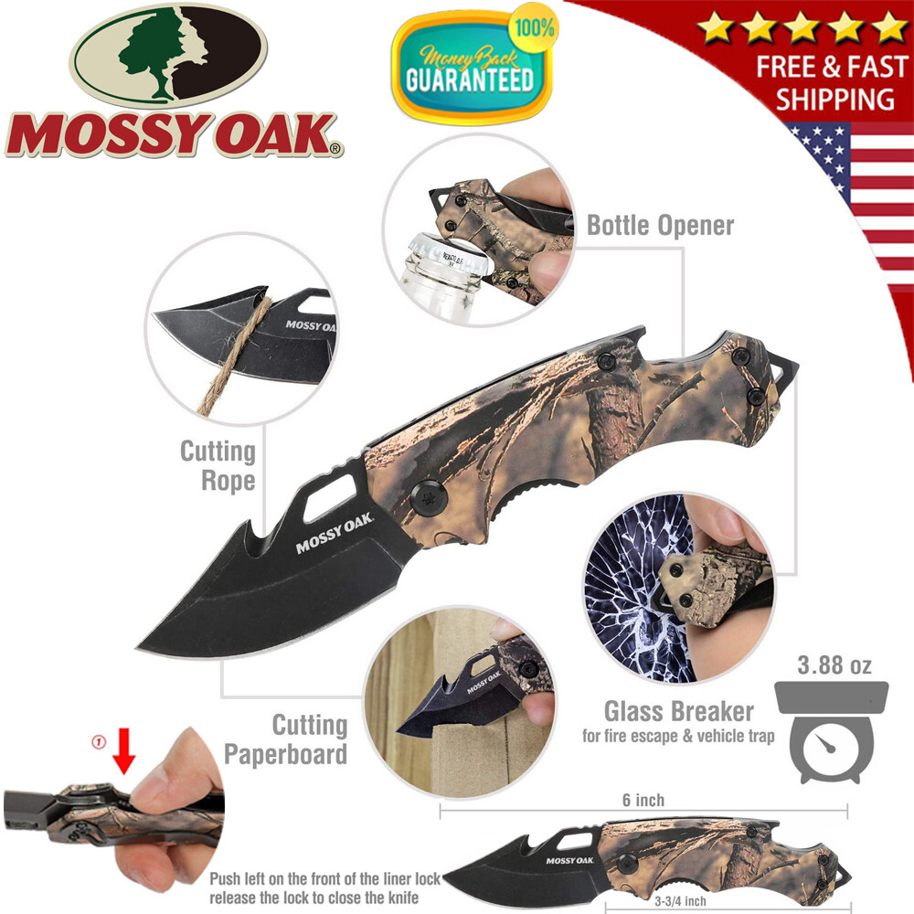 MOSSY OAK POCKET Folding Blade KNIFE Tactical Survival Rescue Knife Open Assist