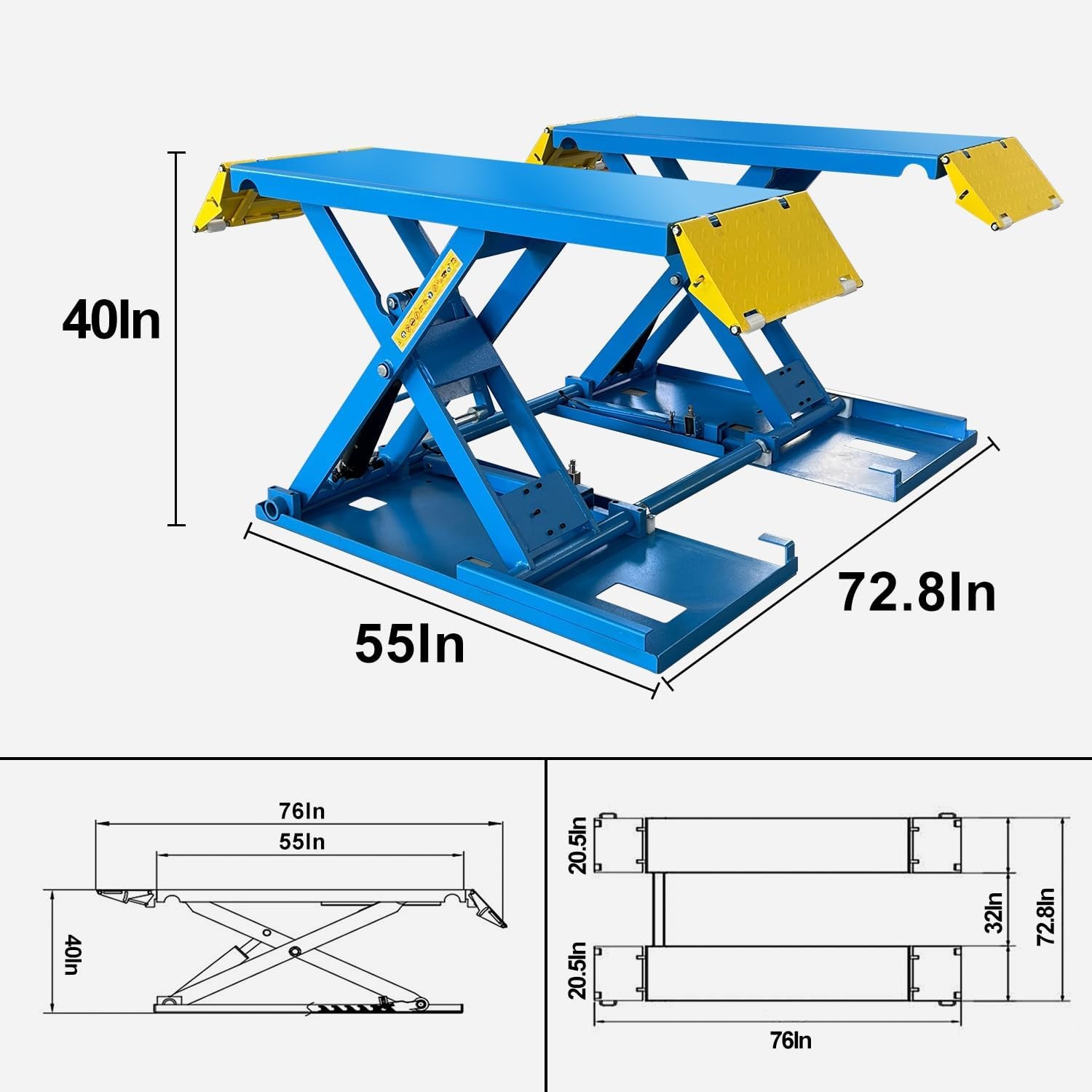 8,000 LBS Car Lift - Heavy Duty Hydraulic Vehicle Lift Pneumatic Air Unlock 110V
