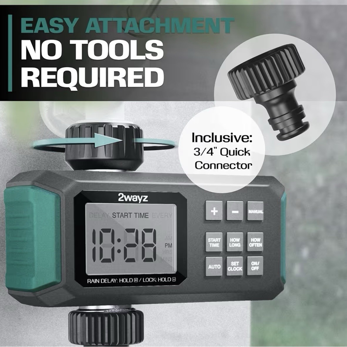 Water Timer Hose Sprinkler Controller 3/4” Auto Irrigation Rain Delay 2Wayz