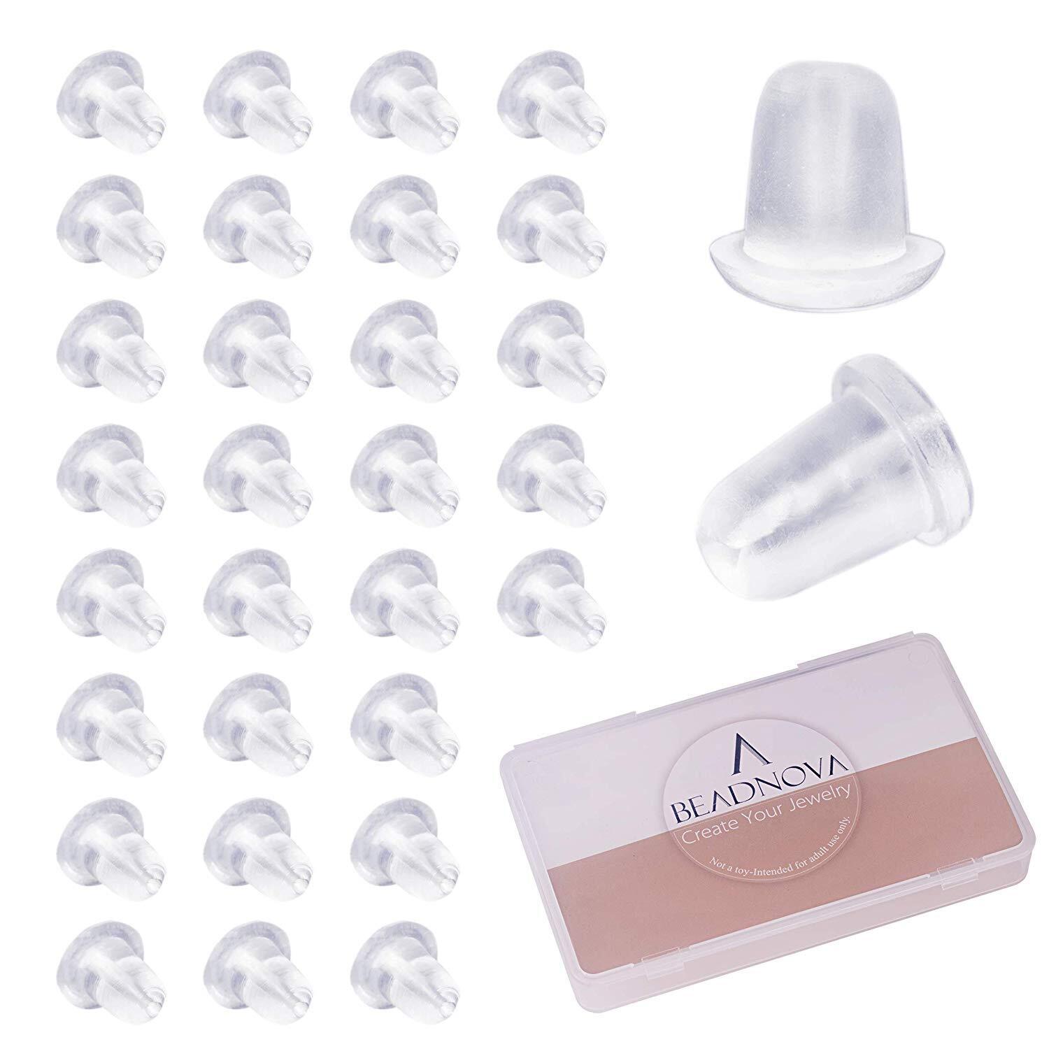 200PC Heavy Duty Rubber Earring Backs Sleeves Holders Stoppers Nuts Silicone