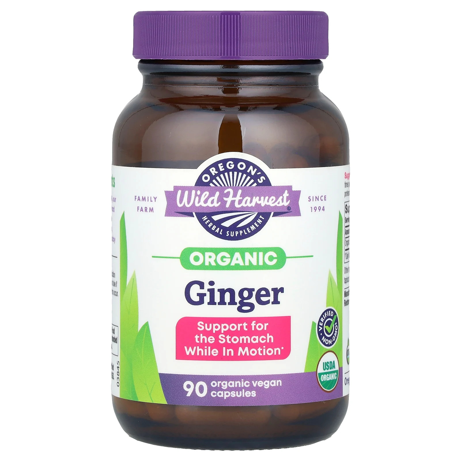 Oregon s Wild Harvest Ginger 90 Veggie Caps Dairy-Free, Gluten-Free, Organic,