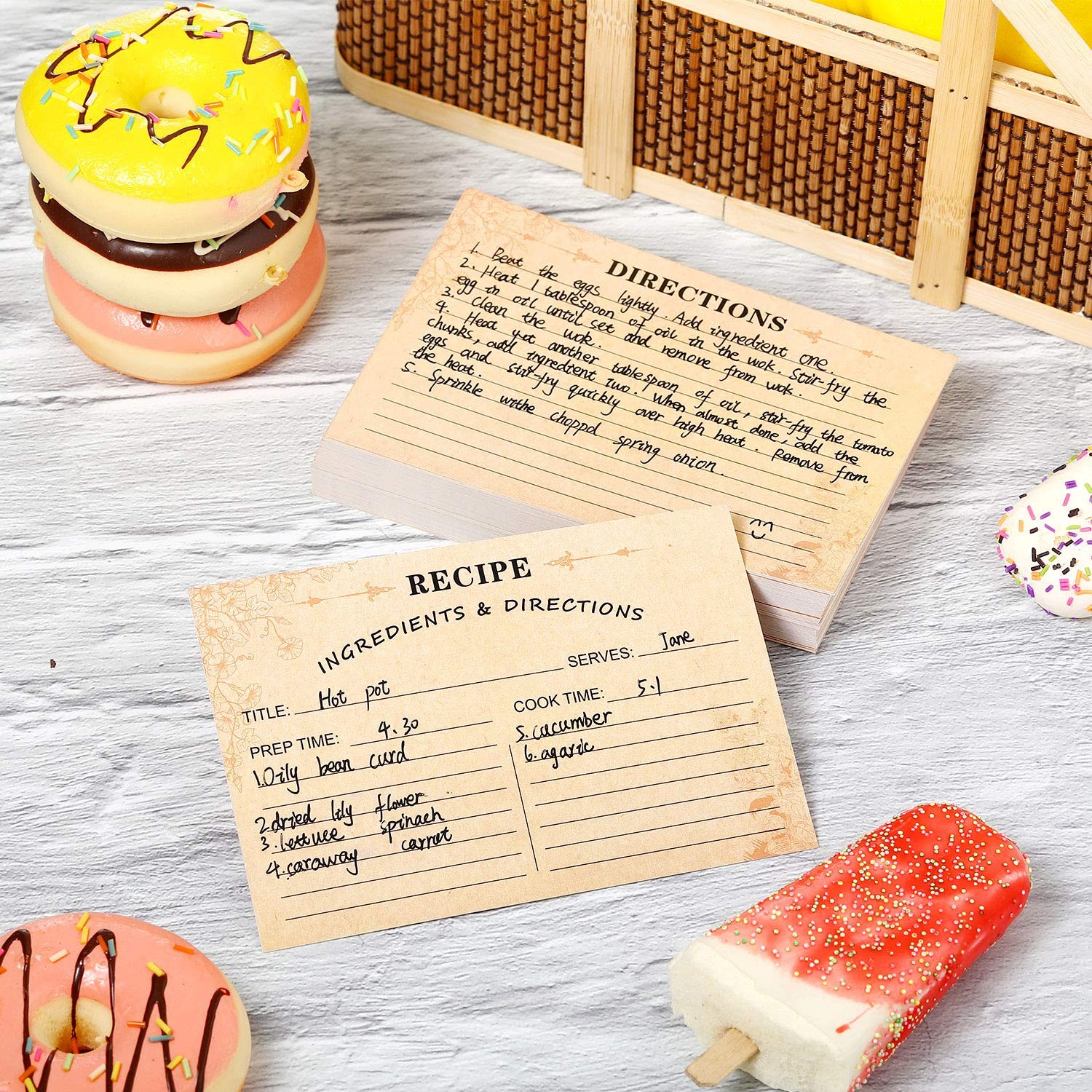 Outus 80 Pack Recipe Cards 4 x 6 Inch Kraft Double 4 x 6 inch, Color