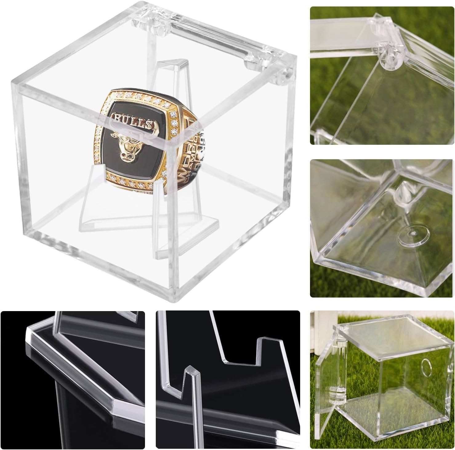 Championship Ring Display Case, Clear Acrylic 2.36x2.36x2.36 Inch,