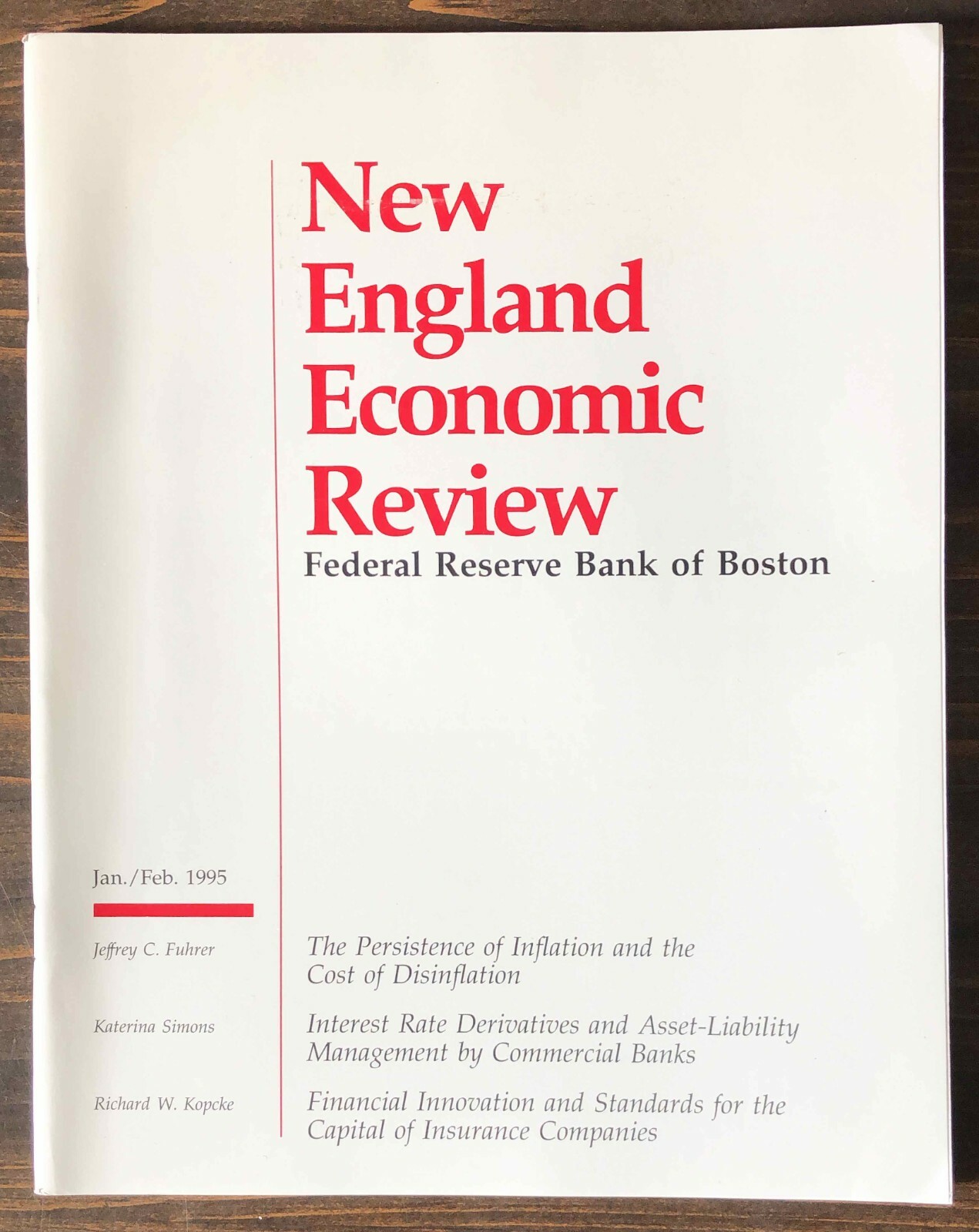 1995 New England Economic Review by Federal Reserve Bank of Boston - Lot of 1