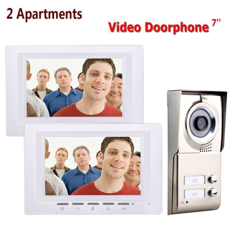 7inch 2 Monitor Video Door Phone Intercom System IR 1000TVL 92ºCamera Doorbell