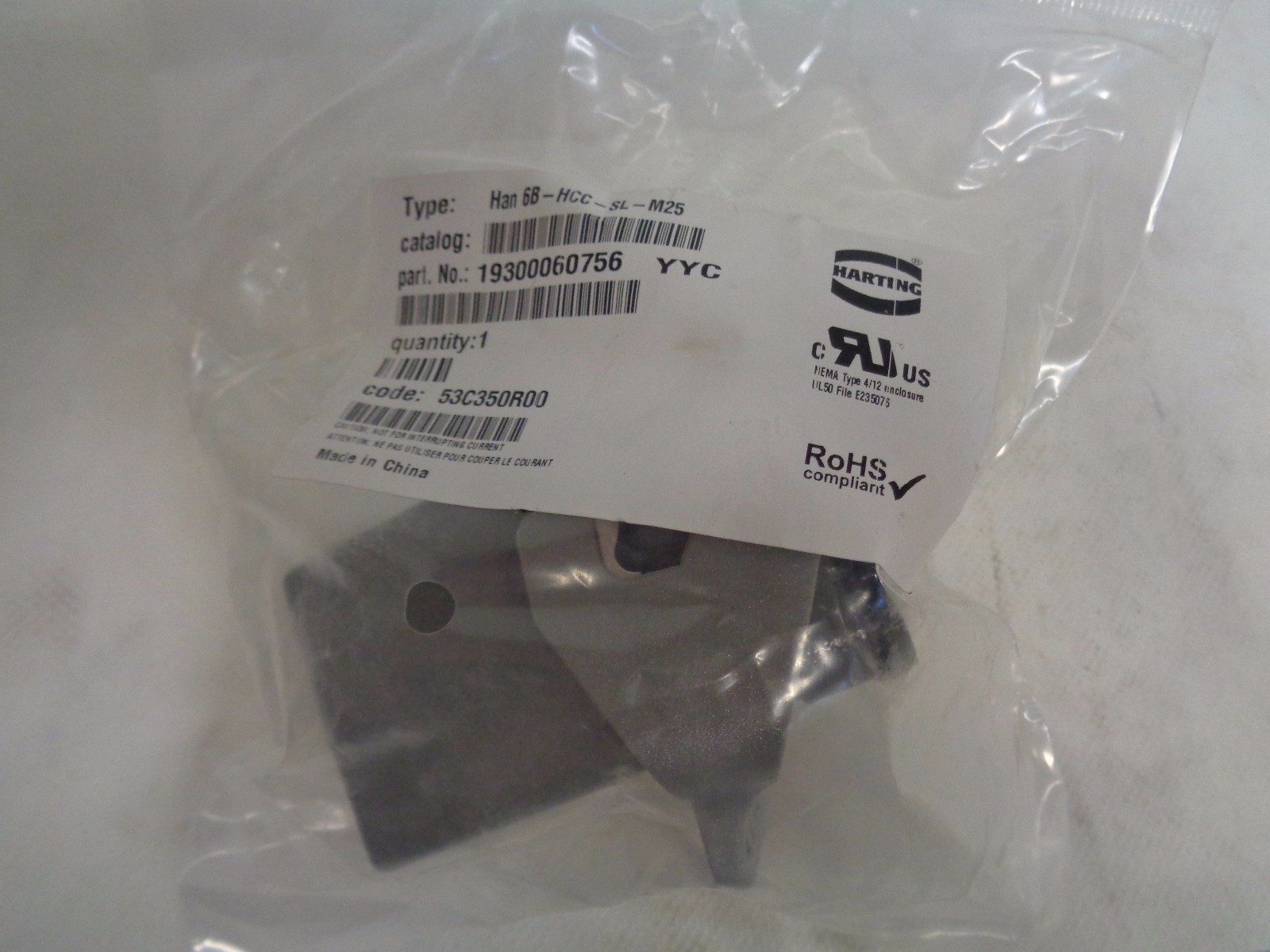 NEW HARTING HAN6B-HCC-SL-M25 # 19300060756