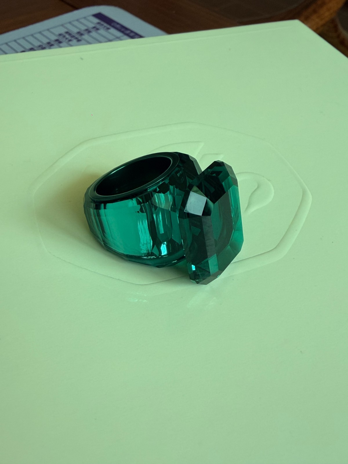 Swarovski Lucert Cut Crystal Ring - Green - Size 55US7