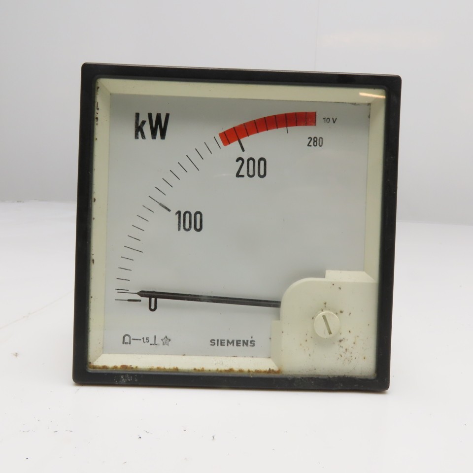 Siemens Analog kW Panel Meter 0-280kW Max 10V Input