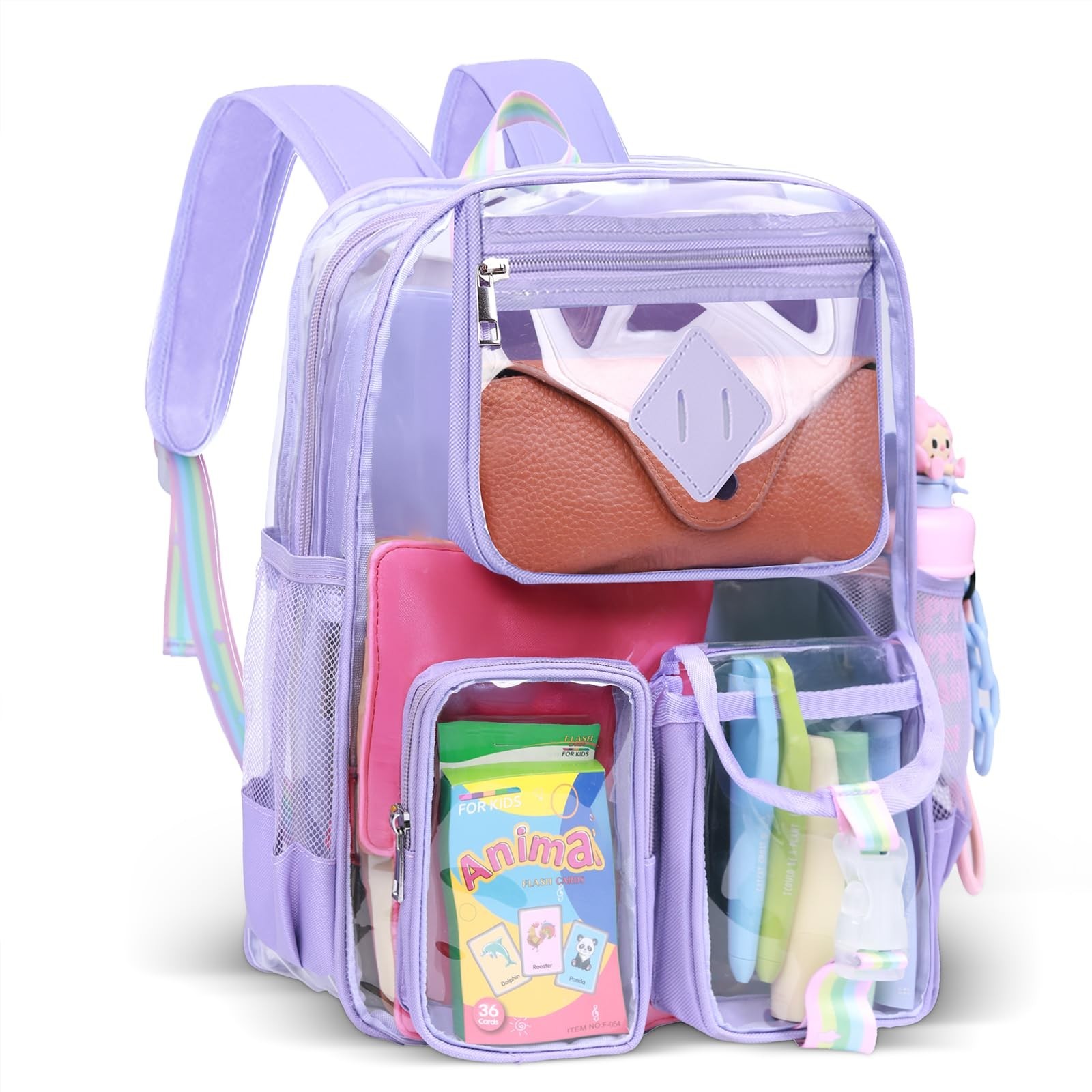 Clear Backpack for Stadium Events, Large Heavy Duty PVC Transparent Backpacks...