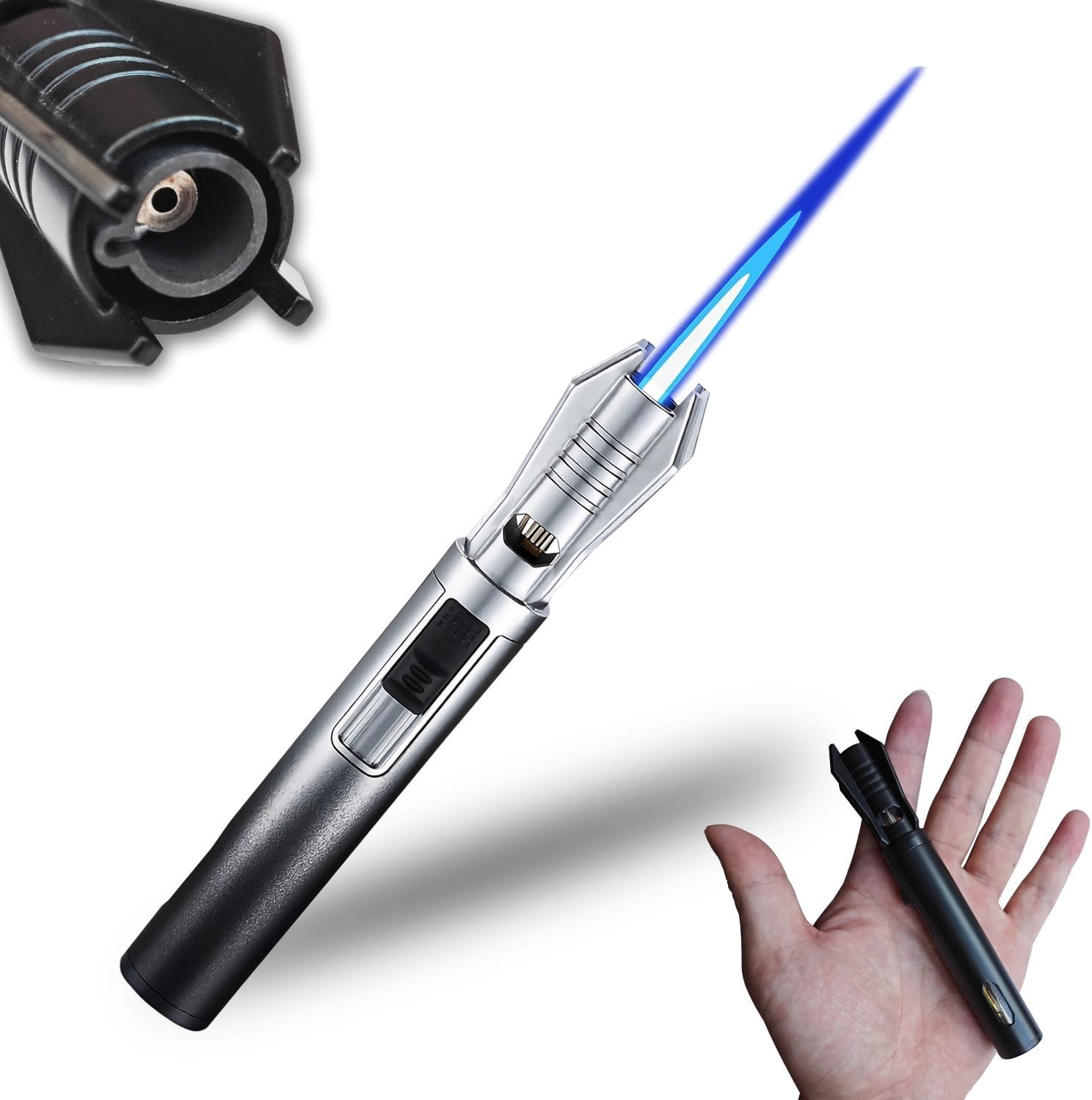 Windproof Jet Flame Butane Lighter – Stylish Lightsaber Design, Adjustable Flame