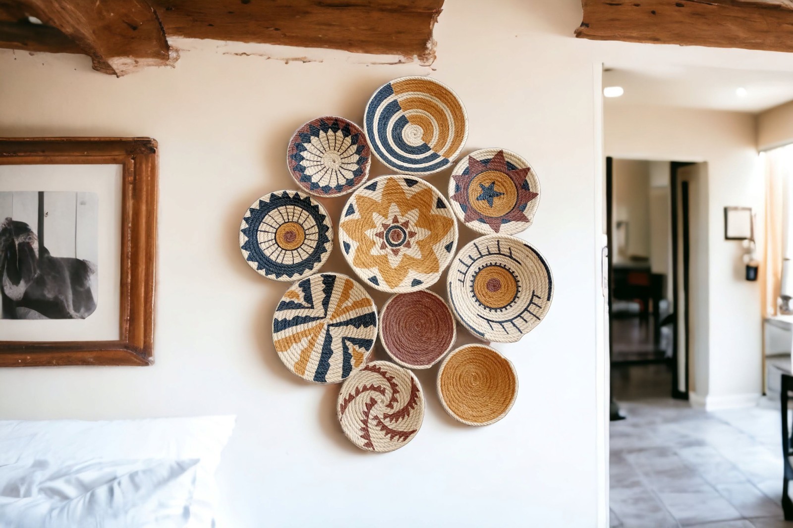 Natural Wicker Wall Decor Set – Handmade Boho Wall Baskets Bohemian Wall Decor